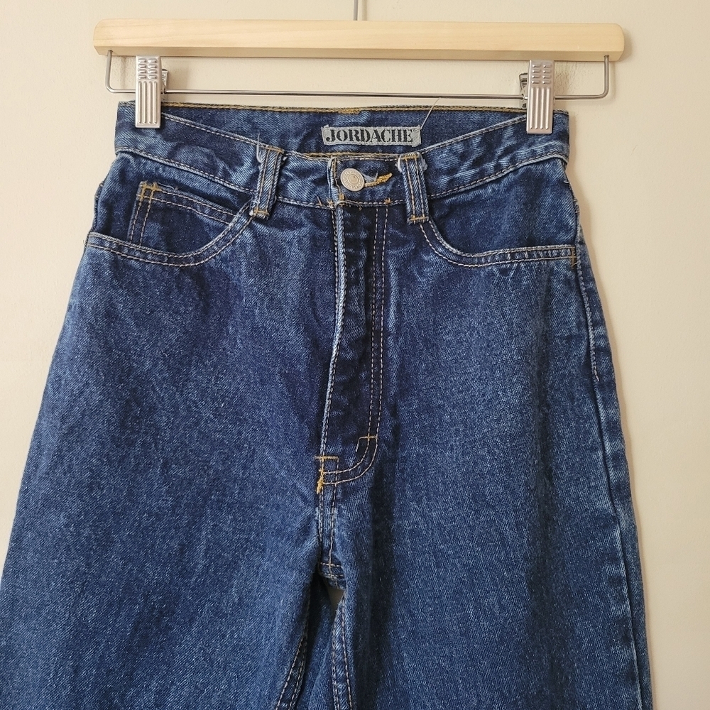 Vintage Jordache Dark Wash High Rise Denim Jeans With Zipper Ankle Size 24 - Picture 4 of 10
